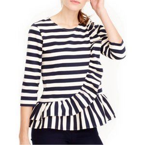 J.Crew Asymmetrical Stripe Ruffle Top